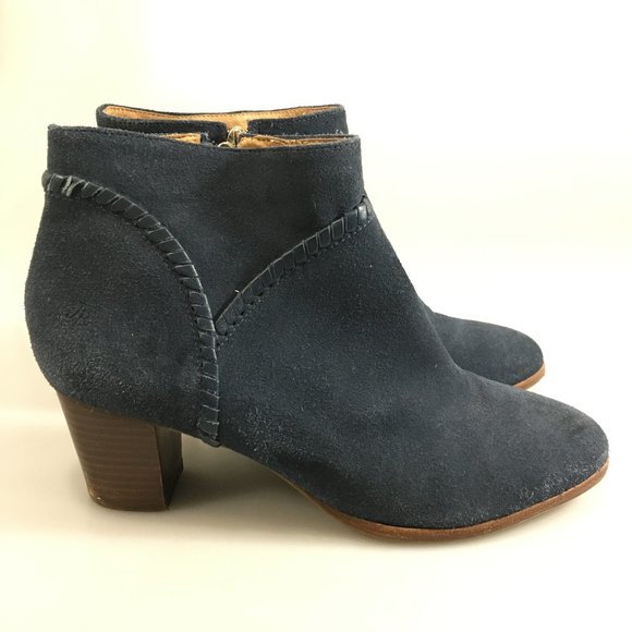 Jack Rogers 9 M Blue Suede 2.5 Heels Ankle Booties - Picture 4 of 8